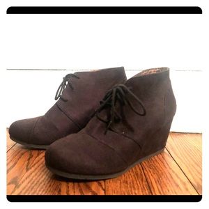 Black Wedge Booties Size 8